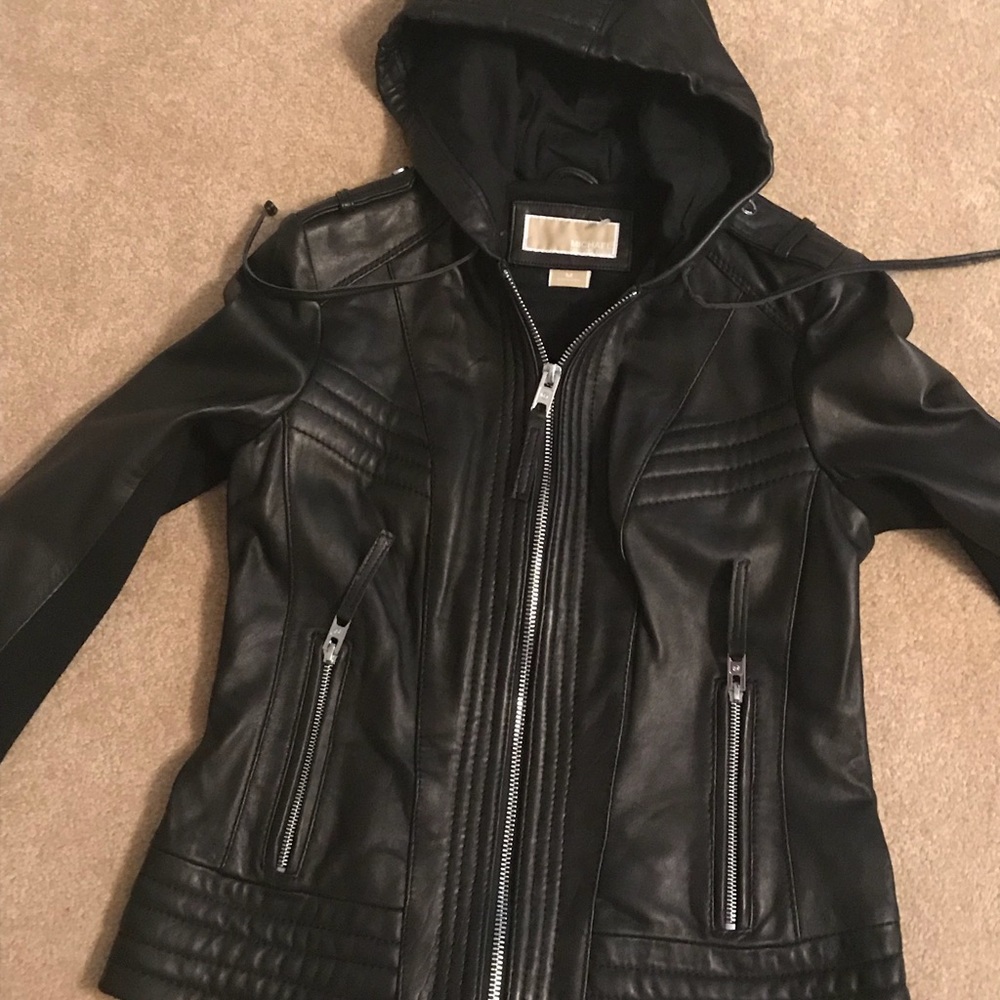 Michael Kors Dark Brown Moro Leather Jacket